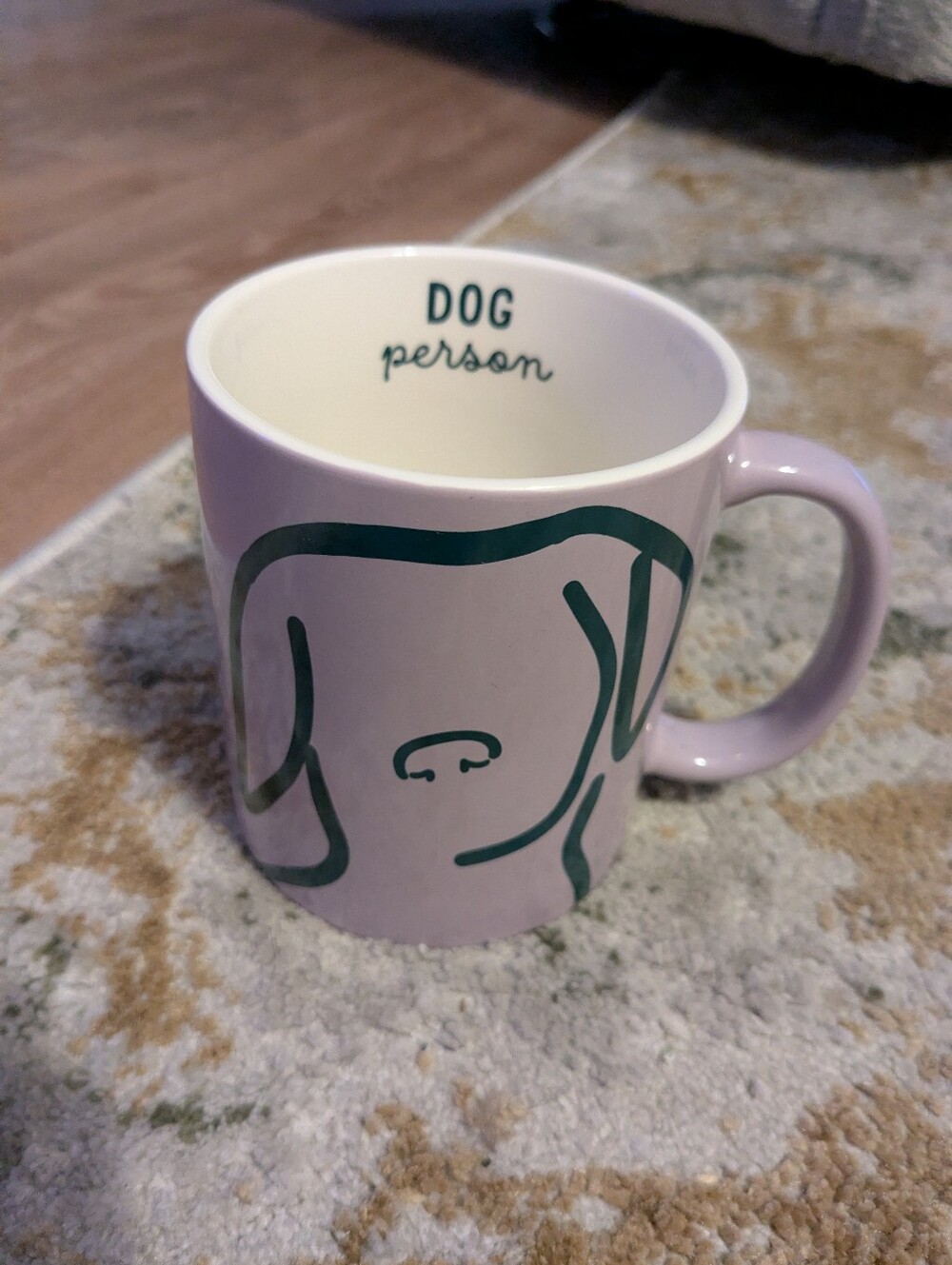 Room Essentials Lavender Dog Person Mug with Teal Silhouette
